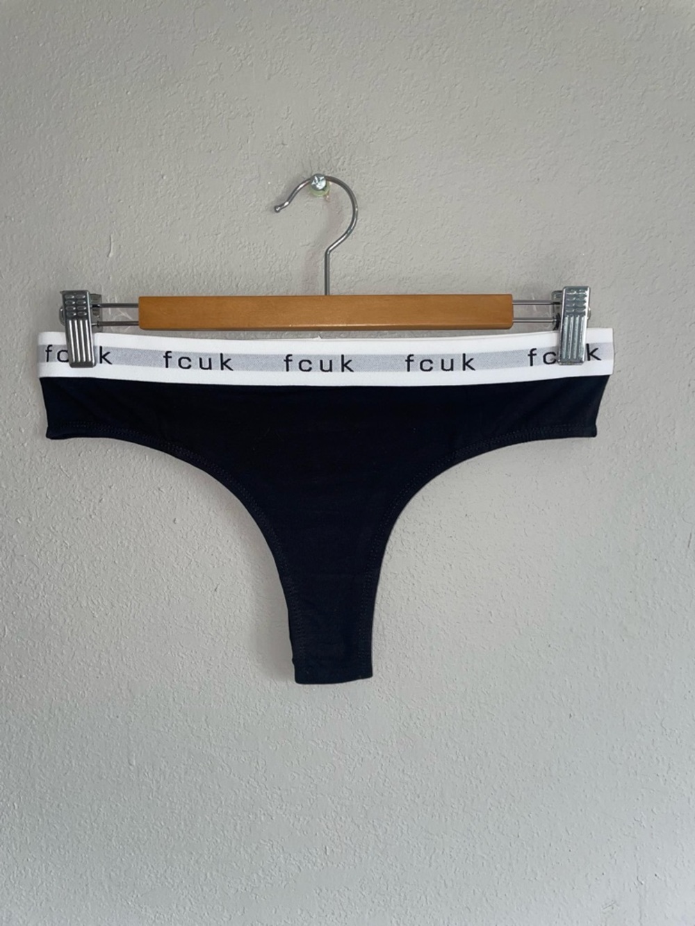 Black Thong with Logo Waistband French Connection NWOT new